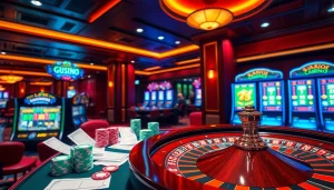 Pulsating online gambling scene at https://nk88s.net/ with poker chips, betting slips, and roulette action.