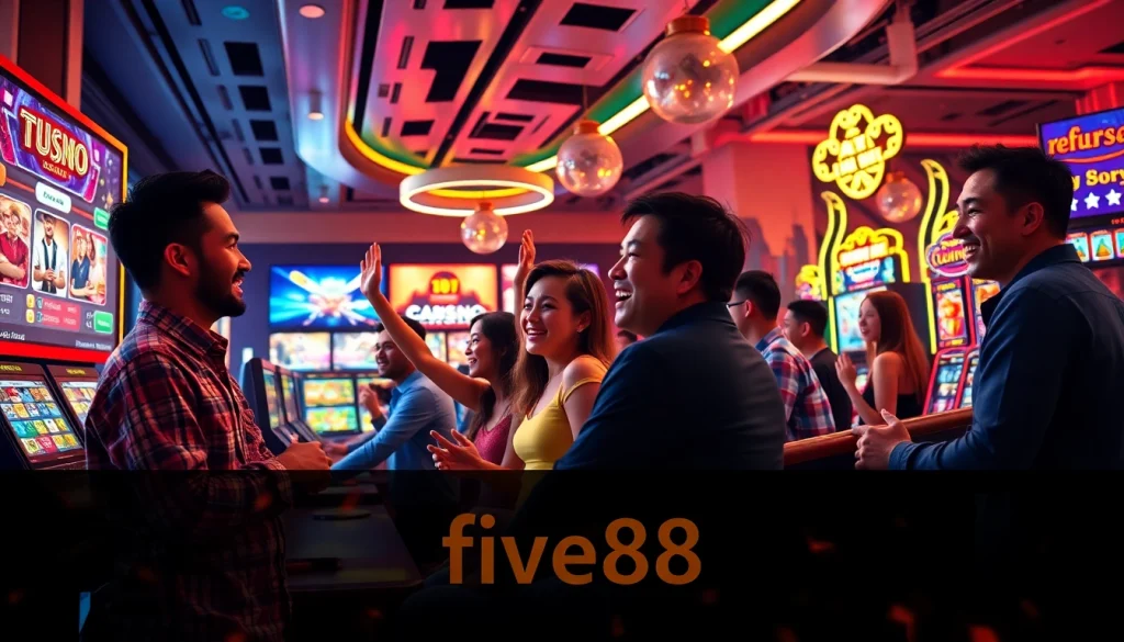 Exciting gaming experience at five88 online betting platform with diverse players and vibrant atmosphere.