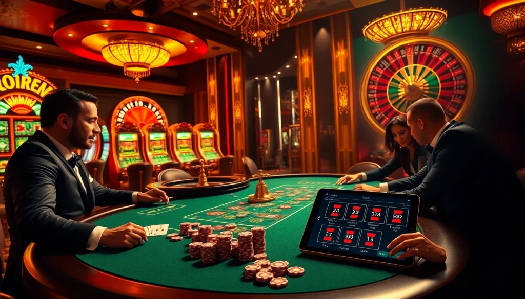 High-stakes poker game at trang chủ 8kbet showcasing excitement and luxury in gambling.