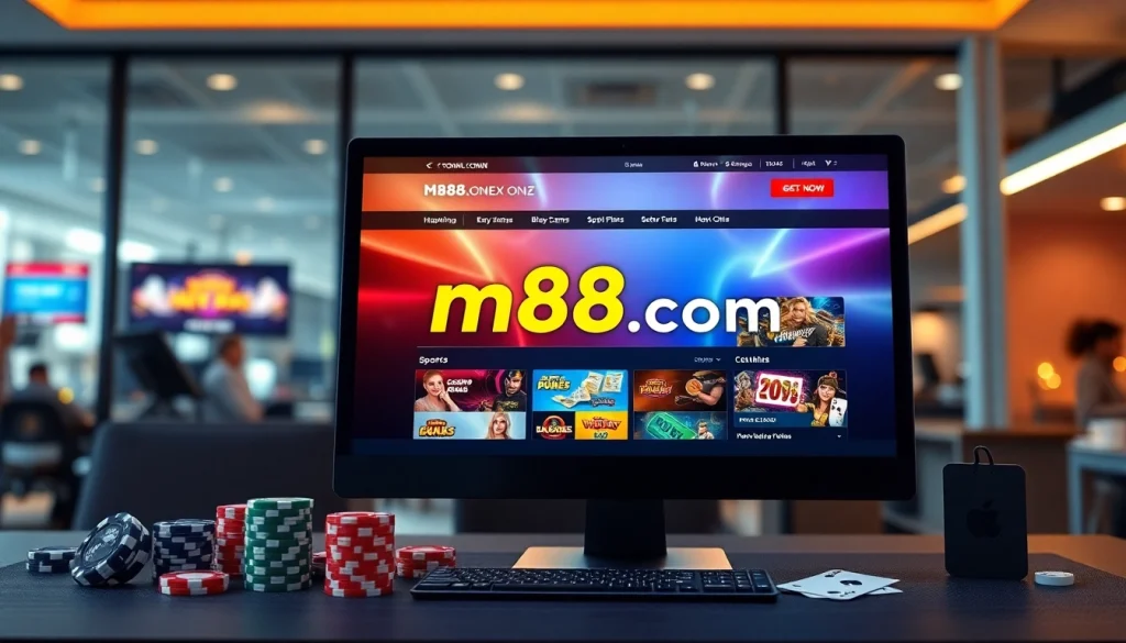 M88.com.mx online casino interface featuring vibrant games and betting options in a professional and inviting setup.