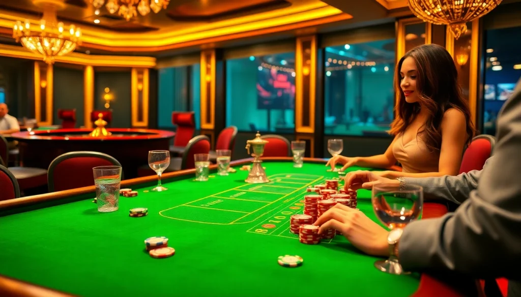 Engaging casino scene at XX88 showcasing vibrant poker chips and a roulette wheel.