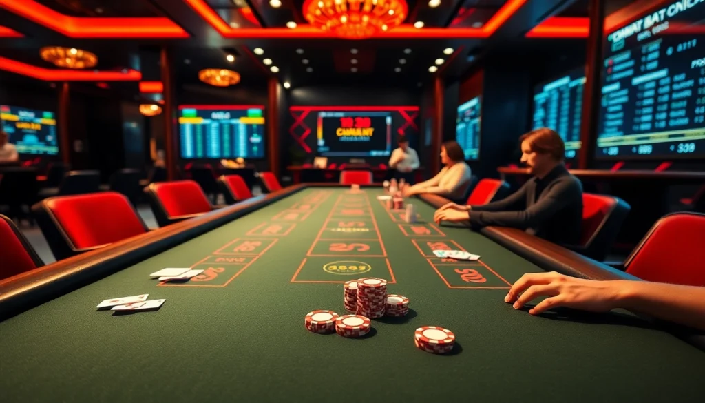 Experience the excitement of online gambling at w88.nyc with vibrant baccarat gameplay in a luxurious casino setting.