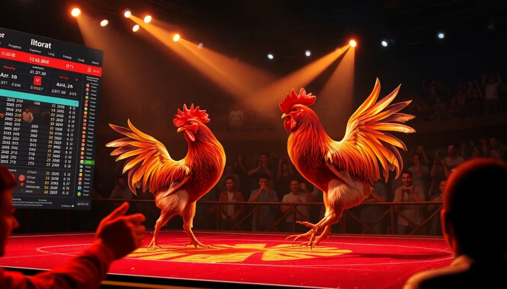Exciting live betting experience at sv368win.live featuring a vibrant cockfighting event.