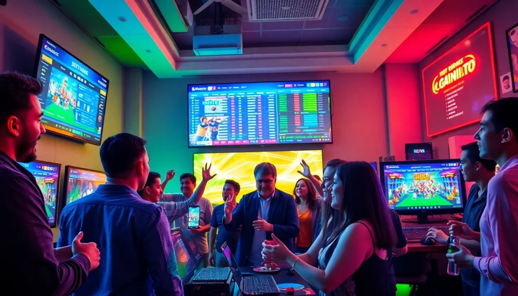 Engaging online gaming atmosphere at sbobet.dance with enthusiastic players and dynamic betting interfaces.