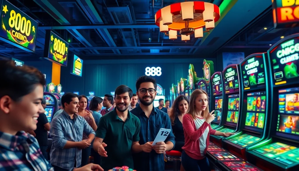 Exciting online gaming scene at 888b.rodeo showcasing diverse players engaging with modern gaming interfaces.