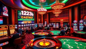 Players enjoying exciting slots and poker at 123b online casino, showcasing vibrant gaming atmosphere.