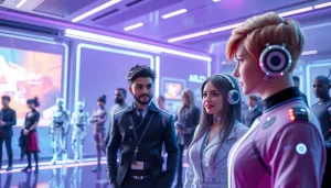 A captivating scene showcasing interactive character AI nsfw bots engaging users in a vibrant digital environment.