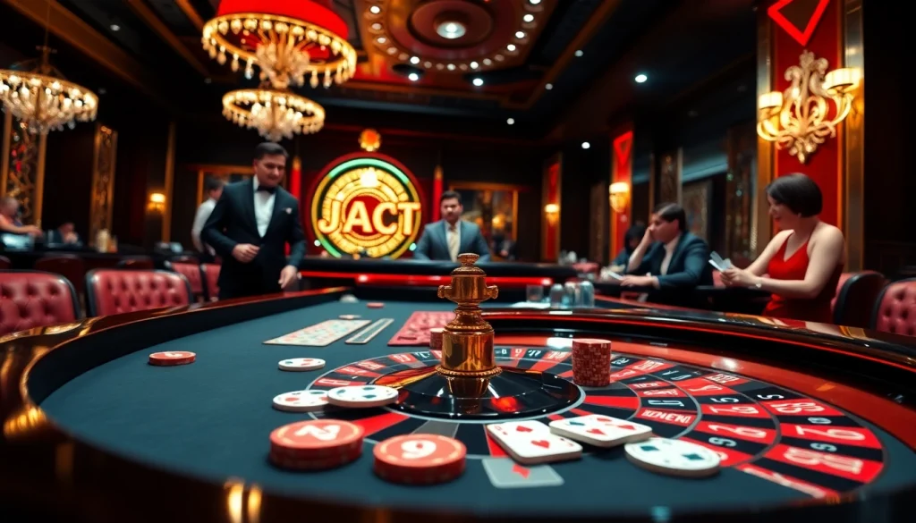 Experience excitement at https://s8s8.org/ with a vibrant casino scene featuring roulette and poker.