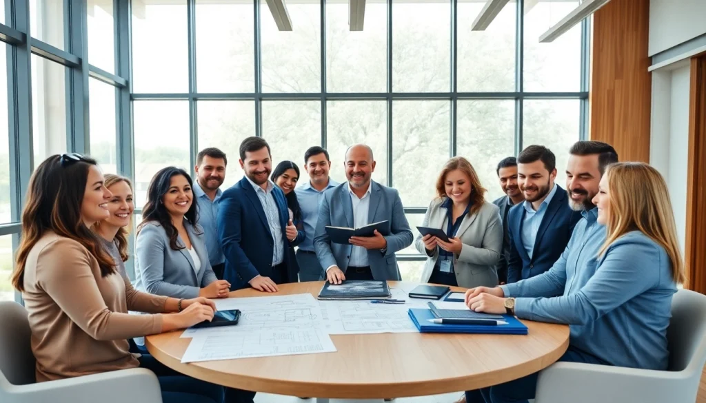 Members of a construction membership association collaborating during a meeting.
