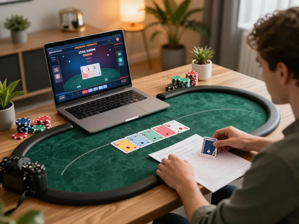 Engaged player analyzing cards and strategy during an online poker game on RR 88.