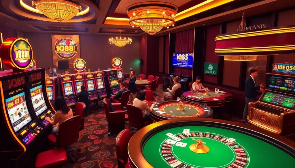 Experience the thrill of online gambling at https://iq88s.com/ with vibrant casino visuals, slots, and poker tables.
