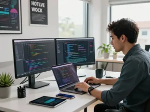 Experience the speed and security of 谷歌浏览器 in a modern workspace showcasing productivity and innovation.