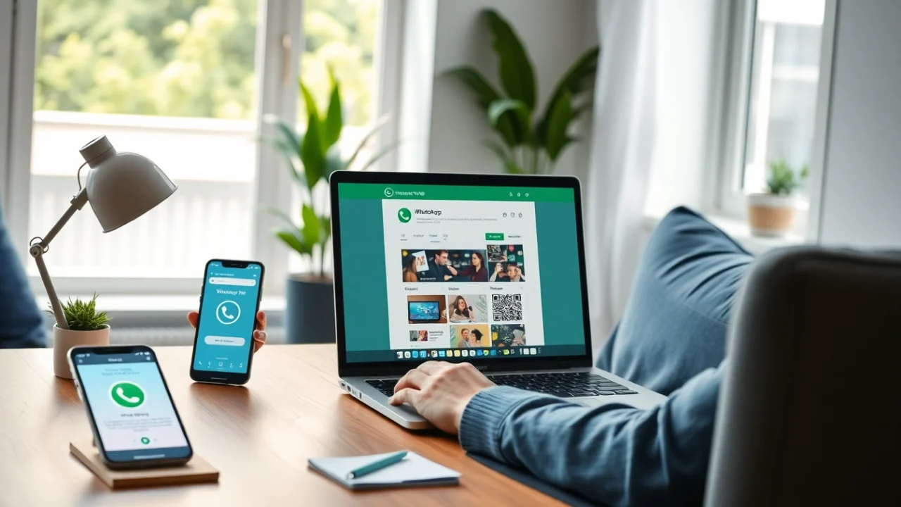 WhatsApp Web interface displayed on a laptop for seamless communication.