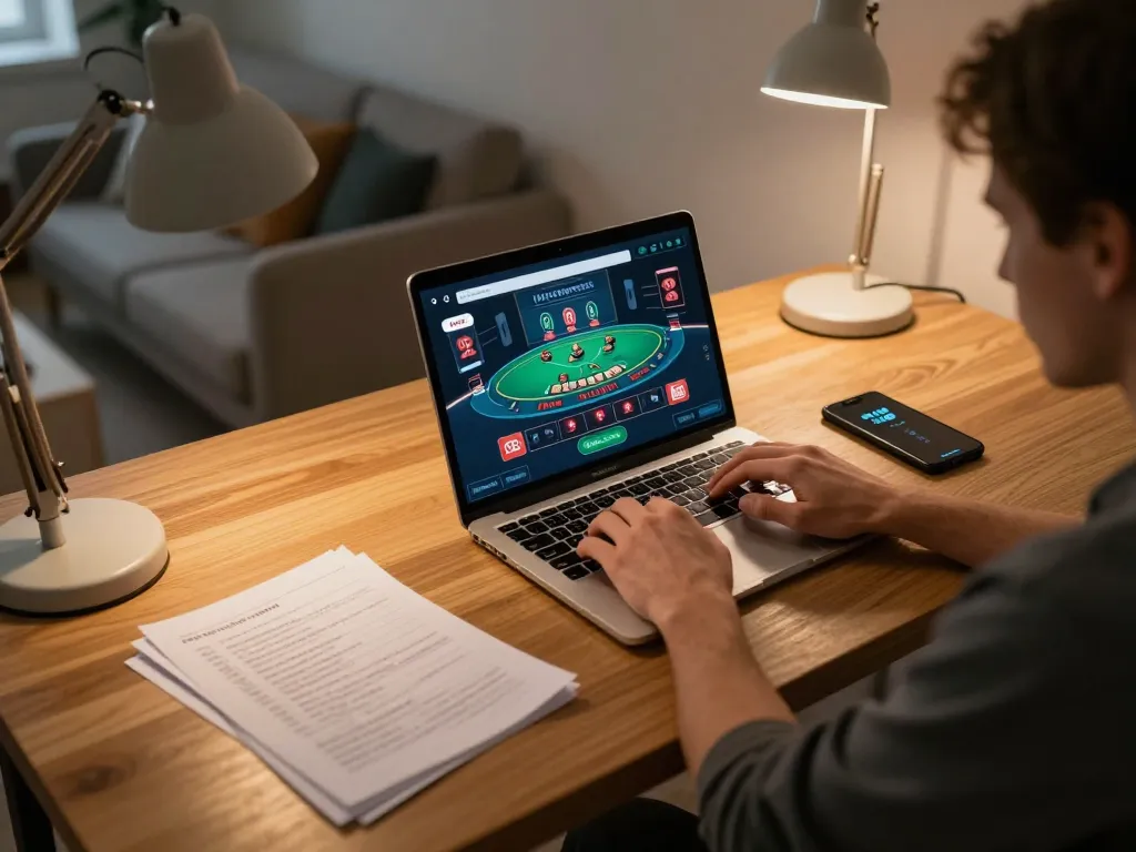 Engaging with f168.com for strategic online blackjack gaming at home, highlighting comfort and action.